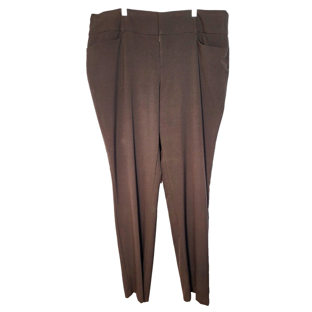 APT. 9 Dark Brown High Rise Flat Front Straight Leg Pant‎ 16 Long Career Neutral